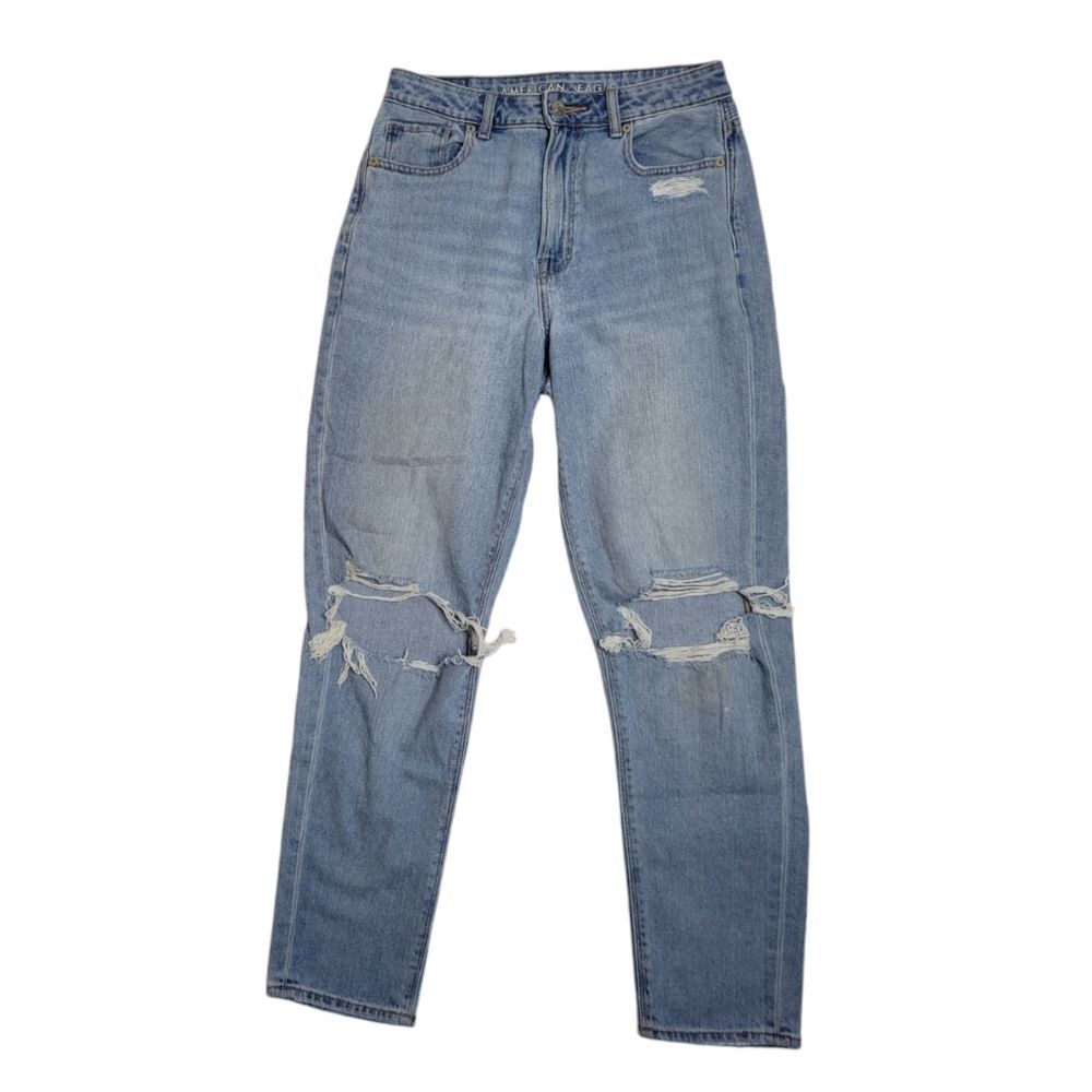 AMERICAN EAGLE distressed denim high waist grunge mom jeans 4
